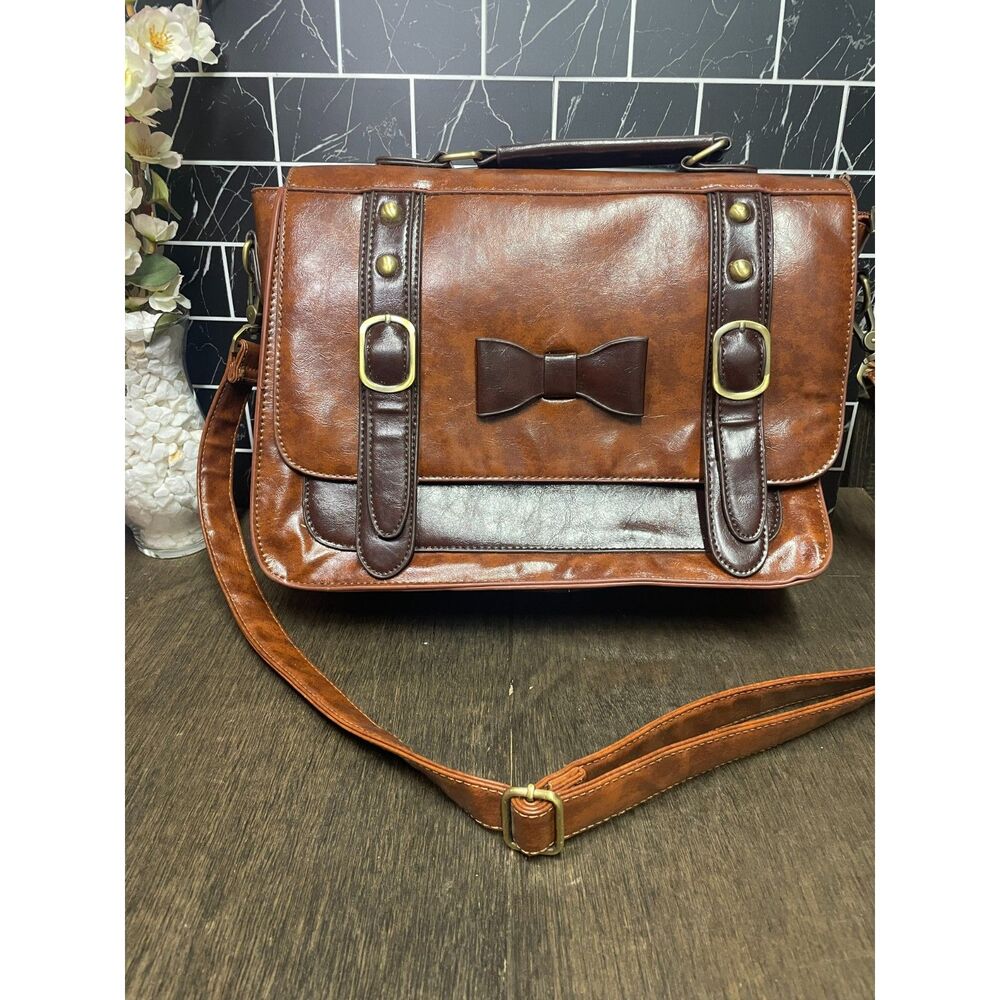 Ecosusi Women’s Leather Briefcase – Elegant Bow Front – Stylish & Functional